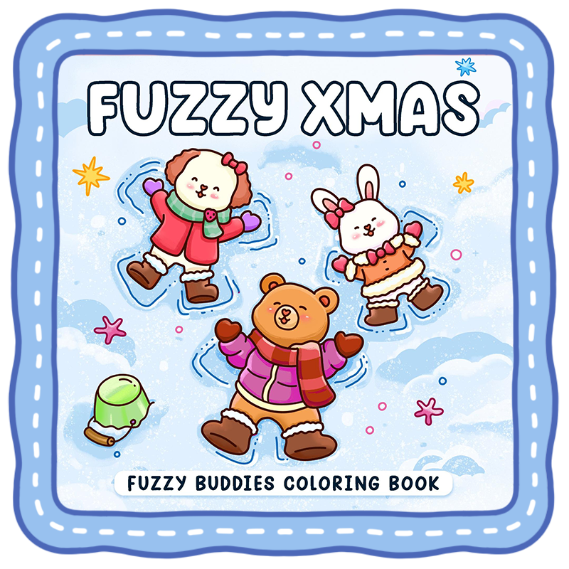fuzzy buddies coloring book Christmas page