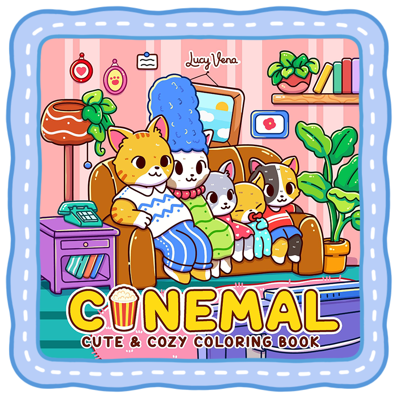 cute animal coloring book fuzzy cinema scene