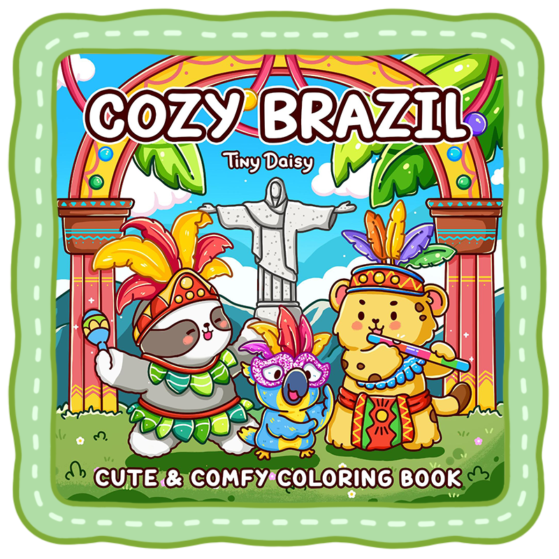 brazil coloring book cute carnival animal scene