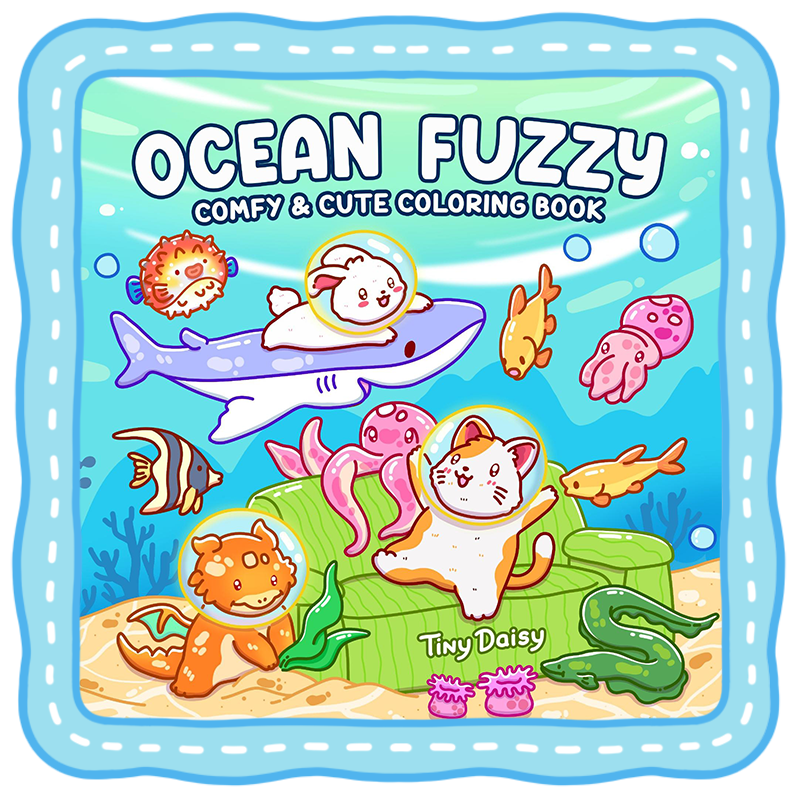 ocean animal coloring book cute fuzzy sea creatures