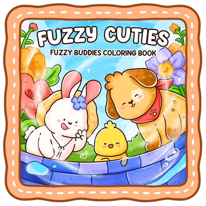 tiny buddies coloring book cute fuzzy daily moment scene