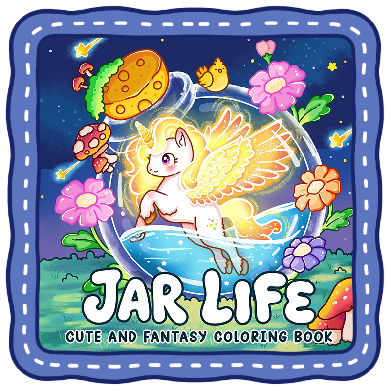 fantasy coloring book jar life magical world illustration