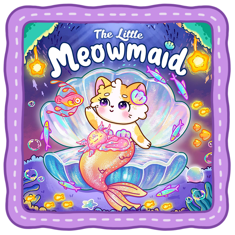 cat mermaid coloring book cover magical ocean theme