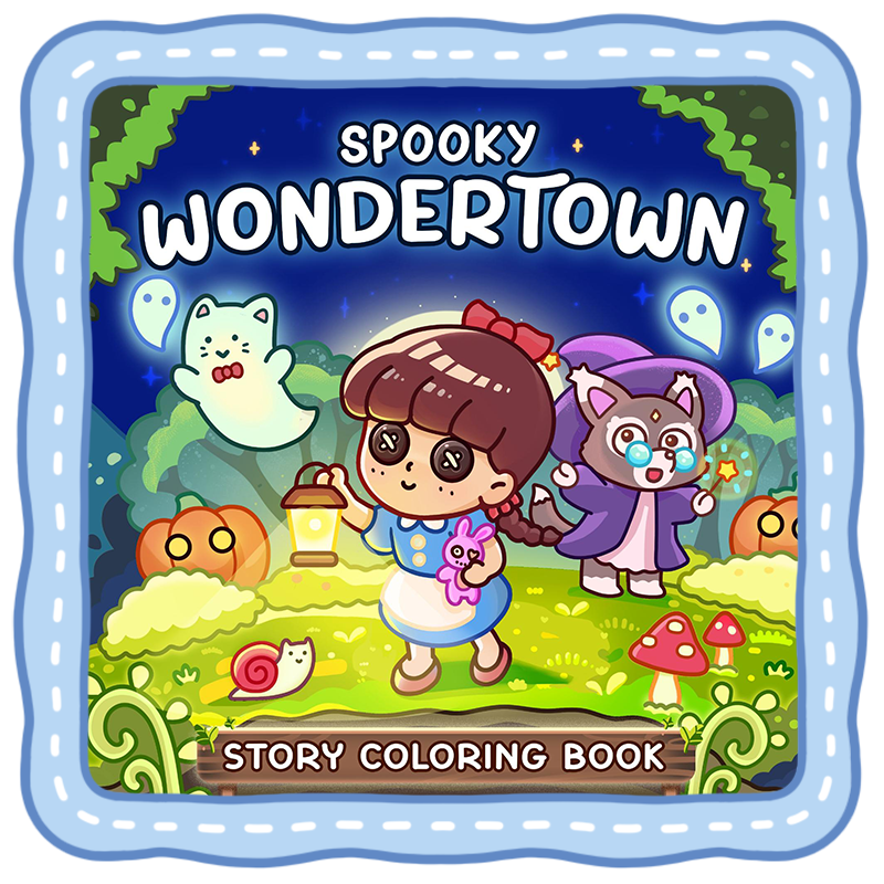 story coloring book cute spooky wondertown page