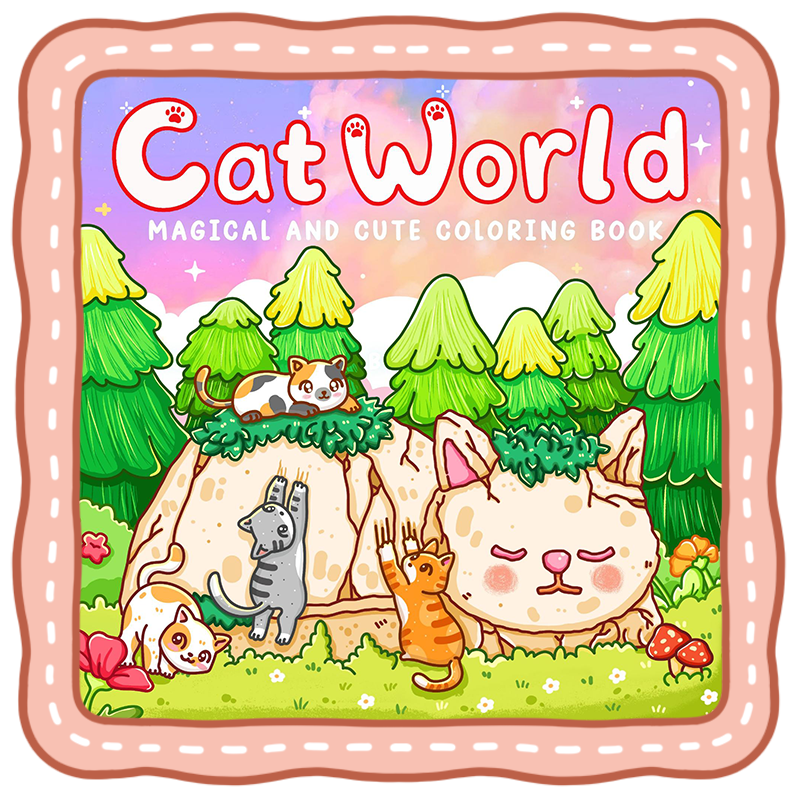 fantasy cat coloring book magical cat world