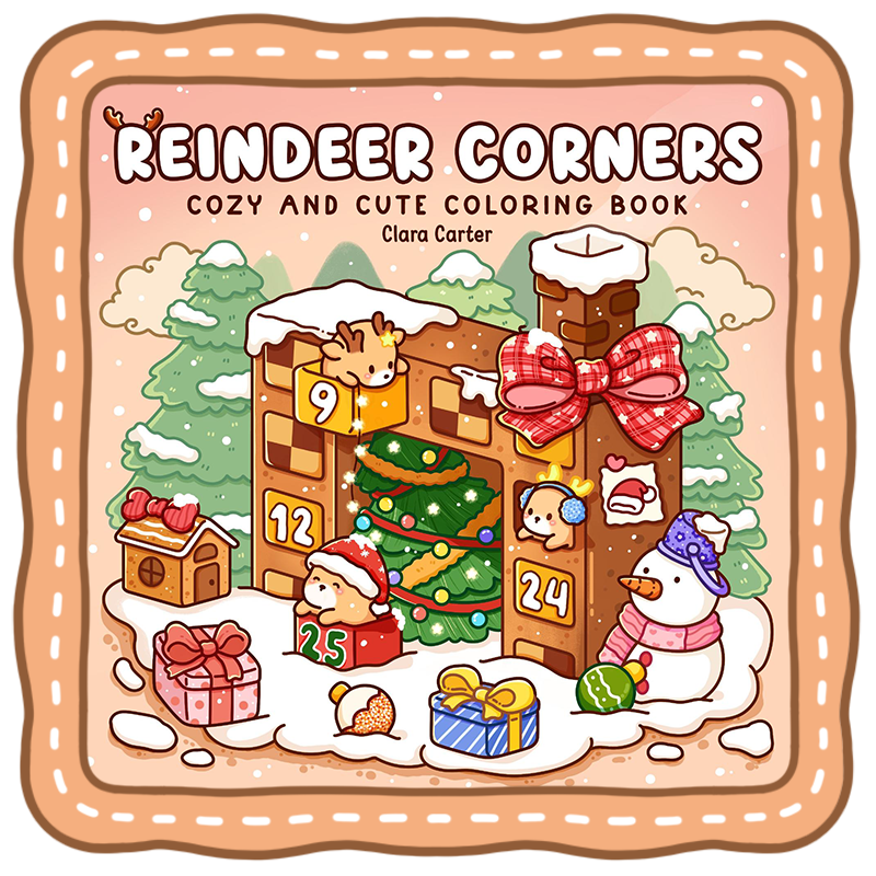 christmas coloring book for adults reindeer corners