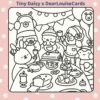 Christmas Dinner Party DIY Colouring Card 6x6 festive greeting