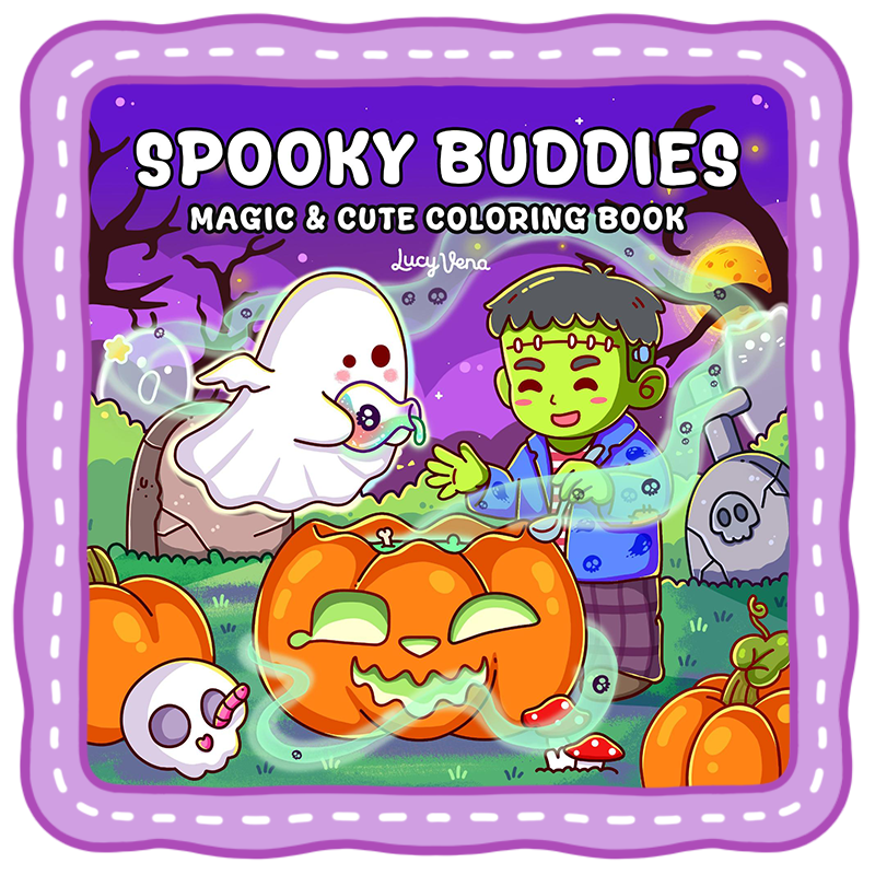 spooky buddies coloring book cute ghosts halloween cozy theme