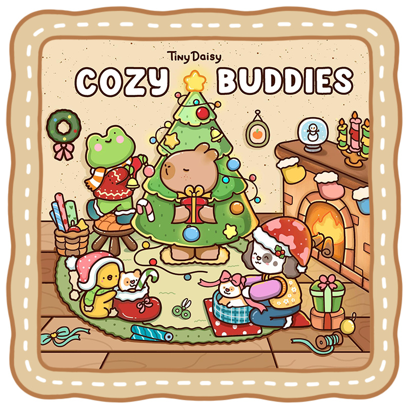 fuzzy buddies coloring book autumn cozy scene