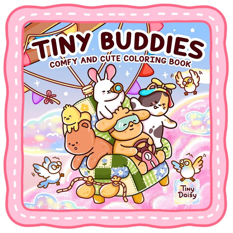 tiny buddies coloring book cute fuzzy daily moment scene